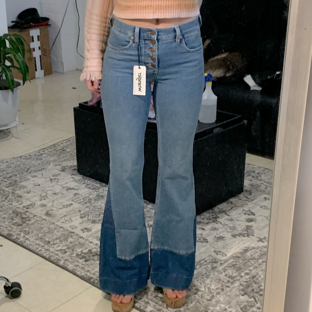 Wrangler High Rise Color Block Flare Jeans